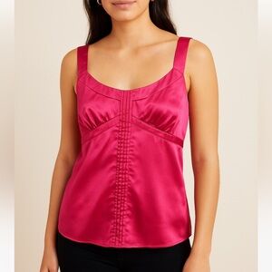 Ann Taylor LOFT Pink Satin Pleated Camisole Top Size 10 – Side Zip